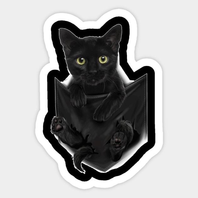 Black Cat Stern In Pocket  S Cats   Gifts Sticker by Mum and dogs